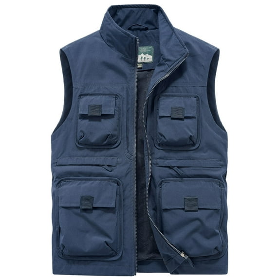 Bcfgryg Men's Multi Pocket Cargo Leisure Simple Solid Color Vest Men's Work Vest
