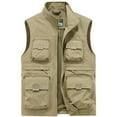 thumbnail image 1 of Bcfgryg Men's Multi Pocket Cargo Leisure Simple Solid Color Vest Men's Work Vest, 1 of 4
