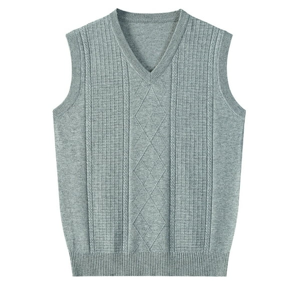 Bcfgryg Men's New Wear Autumn And Winter Warm Comfort Classic Business Sleeveless Casual Plush Vest V Neck Knit Solid Color Vest Vest for Men
