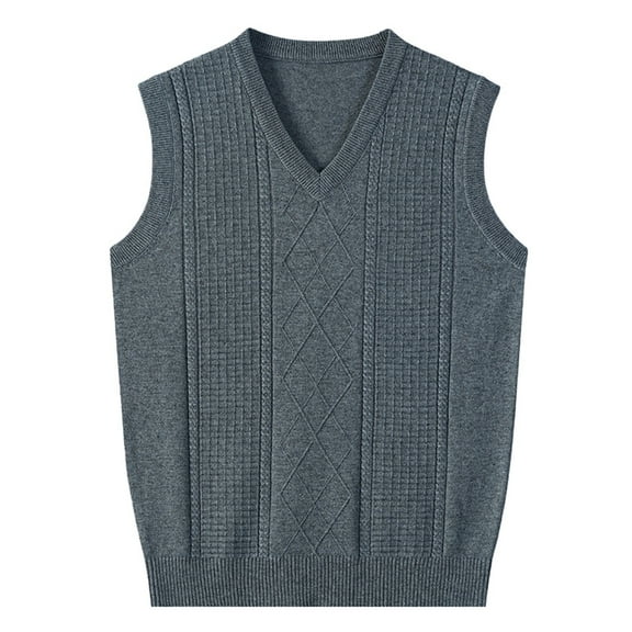 Bcfgryg Men's New Wear Autumn And Winter Warm Comfort Classic Business Sleeveless Casual Plush Vest V Neck Knit Solid Color Vest Vest for Men