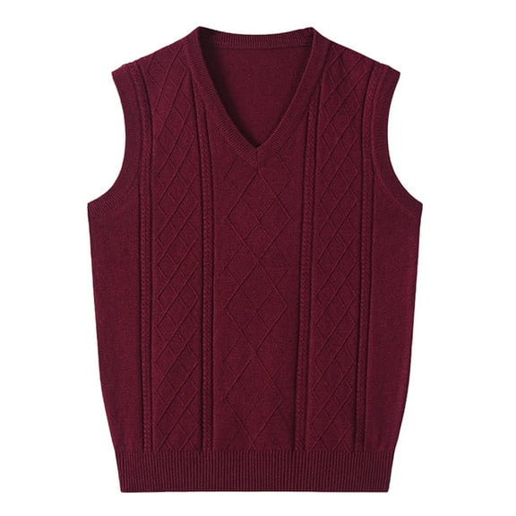 Bcfgryg Men's New Wear Solid Color Autumn And Winter Warm Comfort Classic Business Sleeveless Casual Plush Vest V Neck Knit Vest Men's Vest