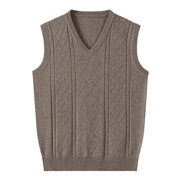 Bcfgryg Men's New Wear Solid Color Autumn And Winter Warm Comfort Classic Business Sleeveless Casual Plush Vest V Neck Knit Vest Men's Vest