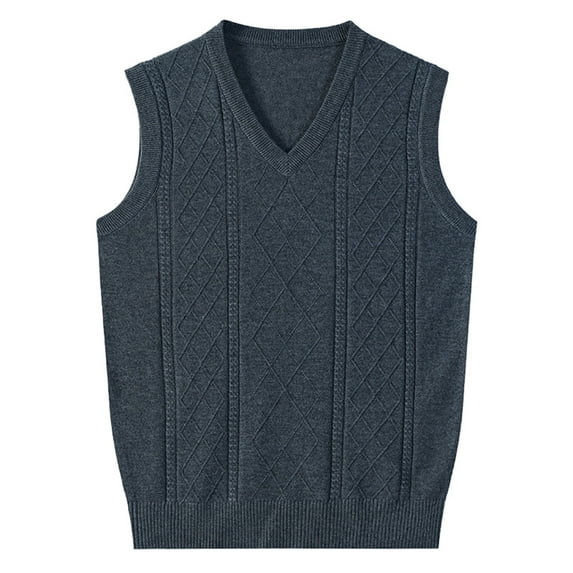 Bcfgryg Men's New Wear Solid Color Autumn And Winter Warm Comfort Classic Business Sleeveless Casual Plush Vest V Neck Knit Vest Men's Vest