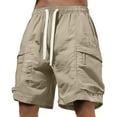 thumbnail image 1 of Bcfgryg Men's Nylon Ice Silk Cargo Shorts With Pockets Summer Casual Sports Shorts Trendy Harbor Style For Hot Weather Men's Shorts For Swimming Khaki L, 1 of 3
