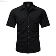 thumbnail image 1 of Bcfgryg Men's Outdoor Shirt Loose Fit Breathable Hiking Shirt With Pockets Summer Short Sleeve Casual Mountaineering Top Men Shirts Casual Black L, 1 of 3