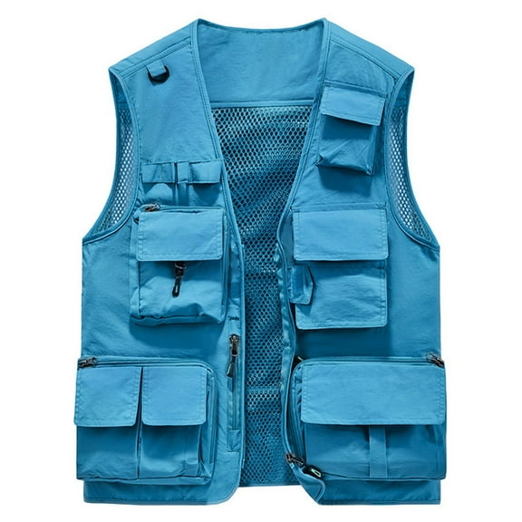 Bcfgryg Men's Outdoor Vests Loose Fit Perfect For Spring And Autumn Versatile Layering Piece For Outdoor Adventures Lightweight Men's Jacket For Hiking Blue XXL