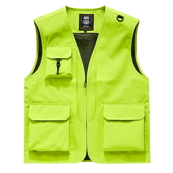 Bcfgryg Men's Photography Outdoor Pocket Quick Drying Casual Jacket Men's Jacket Green L