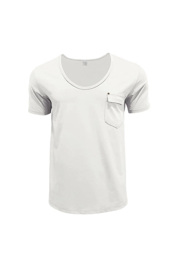 Men's Pocket T Shirt Border Clothing Europe And The United States Foreign Trade Men's V Neck Solid Color Large Size Casual Short Sleeved T Shirt Men’s T-shirts
