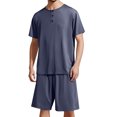thumbnail image 1 of Bcfgryg Men's Round Neck Short Sleeve Top Shorts Casual Style Homewear Pajama Set Mens Sleep Shorts, 1 of 4