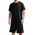 thumbnail image 1 of Bcfgryg Men's Round Neck Short Sleeve Top Shorts Casual Style Homewear Pajama Set Mens Sleep Shorts, 1 of 4