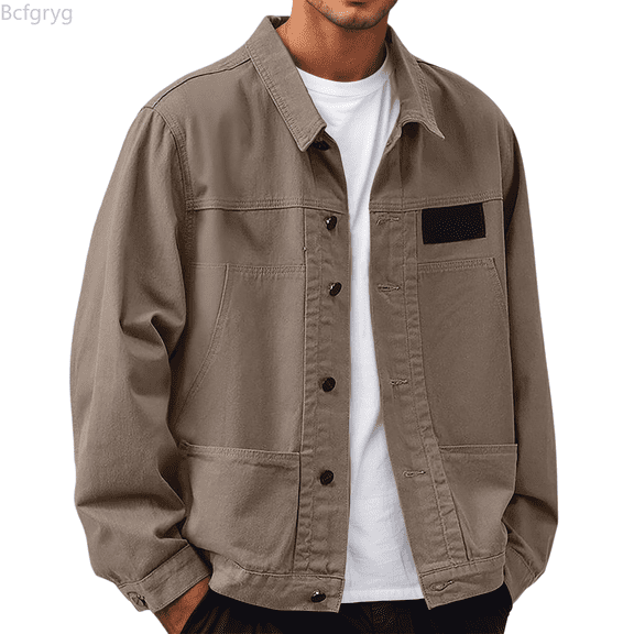 Bcfgryg Men's Shirt Long Sleeve Spring And Autumn Loose Casual Style Shirt Jacket Men Shirts Casual Yellow L