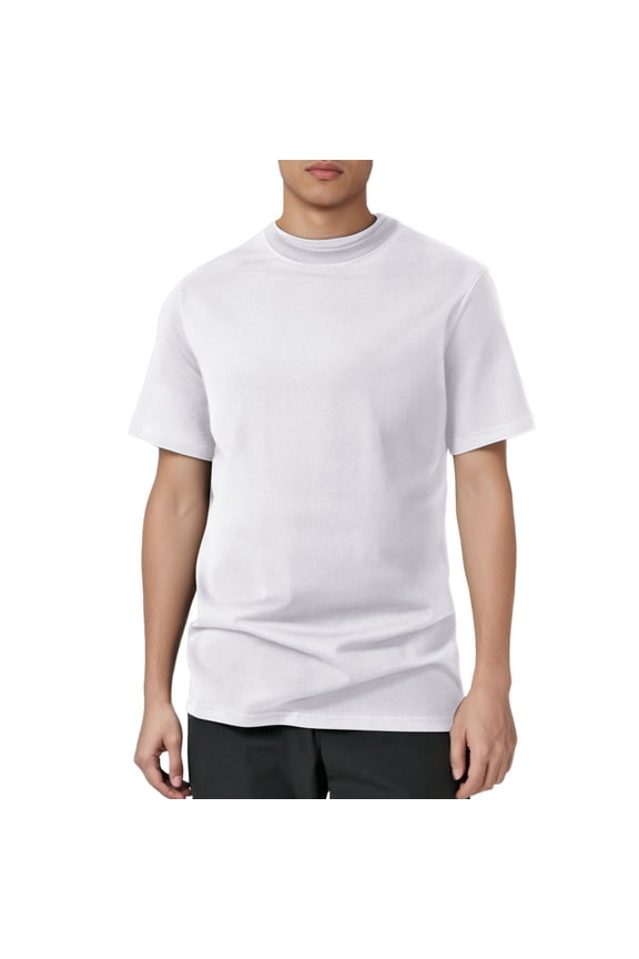 Men's Short Sleeved T Shirt Double Layer Solona Half Neck Loose Short Sleeved T Shirt Bottom Shirt T-shirts for Men