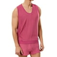 thumbnail image 1 of Bcfgryg Men's Sleeveless Knit Set Stylish Stripe Combo With Shorts Men’s Gym Sets, 1 of 3