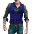 thumbnail image 1 of Bcfgryg Men's Solid Color Buttoned Suit Vest Herringbone Pattern Fashion Casual Vest Pocket V Neck Trendy Western Vest Jacket Men's Vest, 1 of 3