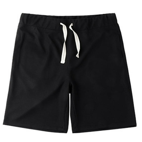 Bcfgryg Men's Solid Color Elastic Band Shorts Casual Shorts Men's Linen Shorts For Summer Travel Black L