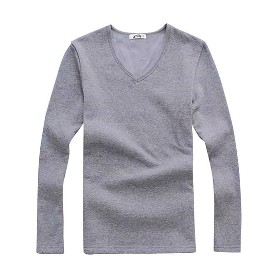 Bcfgryg Men's Solid Color Long Sleeve V Neck Pullover Plus Size Slim Tshirt Pocket T-shirts Men
