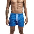 thumbnail image 1 of Bcfgryg Men's Solid Color Three Part Beach Pants Straight Tube Loose Sports Shorts Men's Linen Shorts For Summer Travel Blue L, 1 of 5