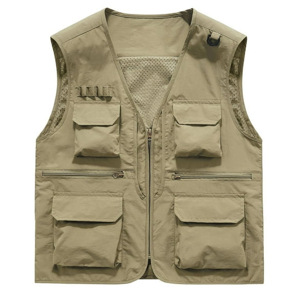 Bcfgryg Men's Solid Colour Outdoor Sports Casual Style Lightweight With Pockets Workwear Vest Jacket Men's Work Vest