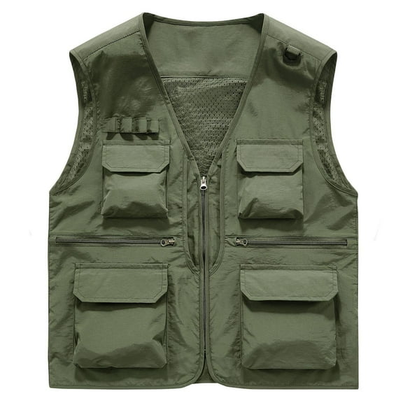 Bcfgryg Men's Solid Colour Outdoor Sports Casual Style Lightweight With Pockets Workwear Vest Jacket Men's Work Vest