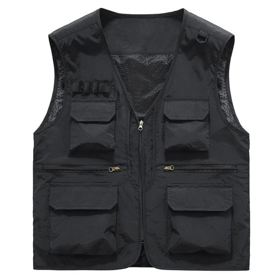 Bcfgryg Men's Solid Colour Outdoor Sports Casual Style Lightweight With Pockets Workwear Vest Jacket Men's Work Vest