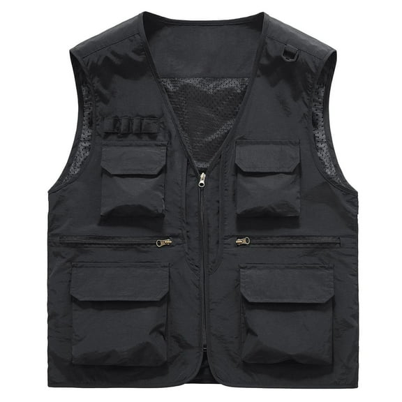 Bcfgryg Men's Solid Colour Outdoor Sports Casual Style Lightweight With Pockets Workwear Vest Jacket Men's Work Vest
