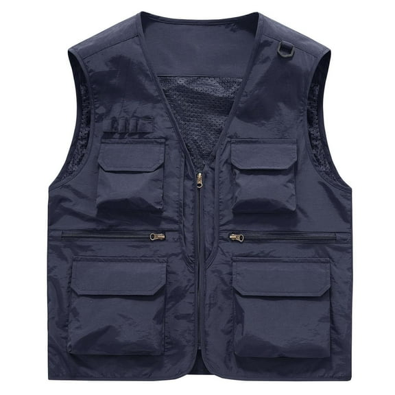 Bcfgryg Men's Solid Colour Outdoor Sports Casual Style Lightweight With Pockets Workwear Vest Jacket Men's Work Vest