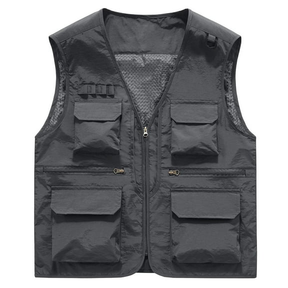 Bcfgryg Men's Solid Colour Outdoor Sports Casual Style Lightweight With Pockets Workwear Vest Jacket Men's Work Vest