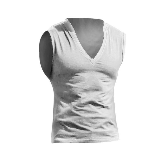 Bcfgryg Men's Solid V Neck Tank Top Casual Breathable Sleeveless T Shirt Lightweight Men's Vest