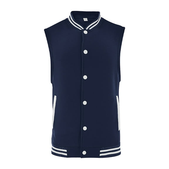 Bcfgryg Men's Spring And Autumn Vest Coat Standing Collar Sleeveless Button Jacket Vest Mens Waterproof Jacket Blue L