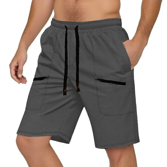 Bcfgryg Men's Spring And Summer Fashion Woven Overalls Breathable Shorts Sports Pants Men's Linen Shorts For Summer Travel Grey M