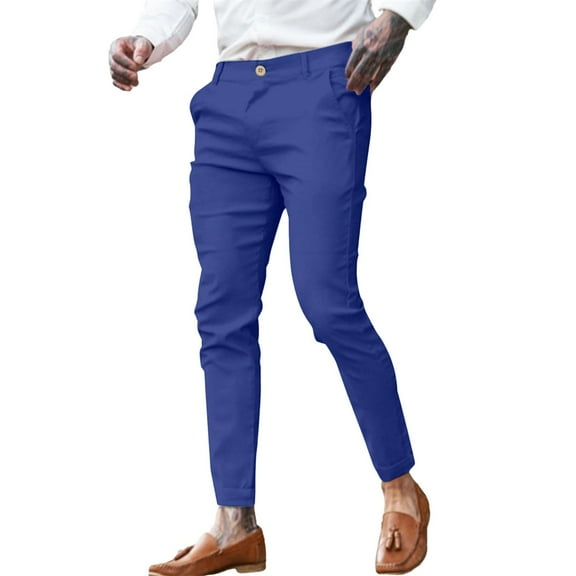 Bcfgryg Men's Spring And Summer Solid Color Twill Stretch Fashion Youth Street Slim Pencil Skinny Suit Pants Men's Casual Pants