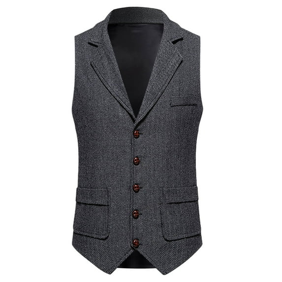 Bcfgryg Men's Spring Summer Vintage Lapel Buttoned Textured Casual Suit Vest Vest Mens Coats Gray M