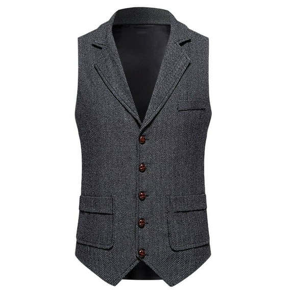 Bcfgryg Men's Spring Summer Vintage Lapel Buttoned Textured Casual Suit Vest Vest Mens Coats Gray S
