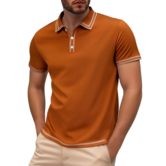 Bcfgryg Men's Spring and Summer Fashion Solid Color Casual Lapel T Shirt Comfortable Breathable Top Men's Collared Shirts