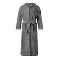 thumbnail image 1 of Bcfgryg Men's Striped Bathrobe Coral Velvet With Cap Absorbent Quick Drying Fashion Simple Mens Nightwear, 1 of 5
