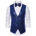 thumbnail image 1 of Bcfgryg Men's Suit Vest Slim Fit Business Wedding Sleeveless Tank With Cravat Men's Fleece Jacket Blue XXXL, 1 of 3