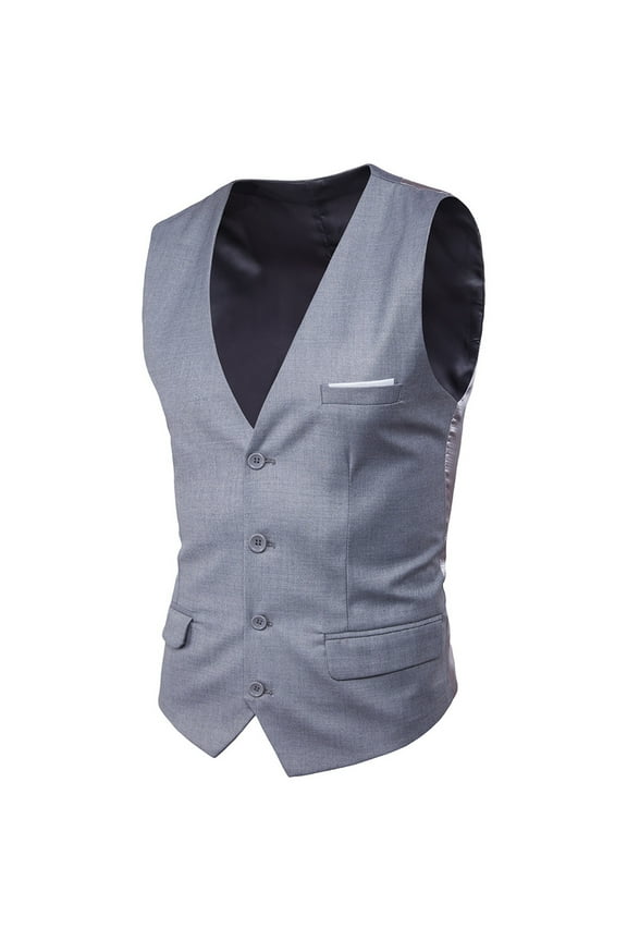 Men's Suit Vest V Neck Silm Fit Solid Formal Suit Waist Coat Lightweight For Wedding Prom Business Vest for Men