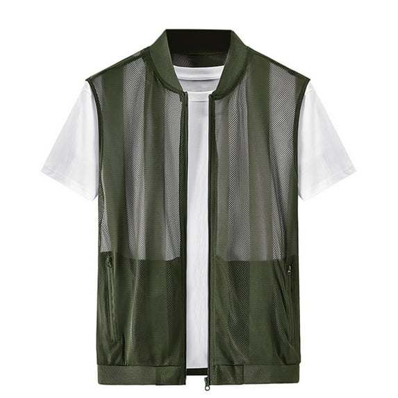 Bcfgryg Men's Summer Casual Lightweight Breathable Mesh Cycling Travel Zip Vest Vest for Men