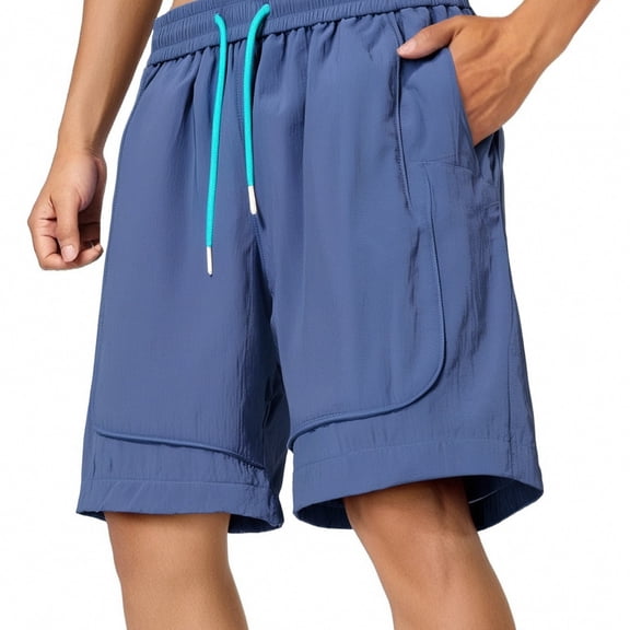 Bcfgryg Men's Summer Casual Loose Breathable Ice Feel Beach Shorts Athletic Swim Trunks Fashionable Trendy Men's Linen Shorts For Summer Travel Purple M