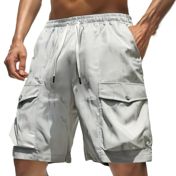 Bcfgryg Men's Summer Casual Shorts Lightweight Five Pocket Cargo Shorts Plus Size Ice Silk Work Shorts Men's Cargo Shorts With Pockets Grey XXL