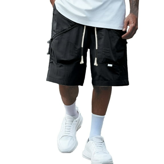 Bcfgryg Men's Summer Casual Shorts Men's Thin Sports Wear Casual Quarter Pants Men's Shorts Black M