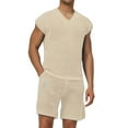 thumbnail image 1 of Bcfgryg Men's Summer Casual Sleeveless Open Knit V Neck Vest And Shorts Fashion Set Men’s 2-Piece Sets, 1 of 3