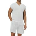 thumbnail image 1 of Bcfgryg Men's Summer Casual Sleeveless Open Knit V Neck Vest And Shorts Fashion Set Men’s 2-Piece Sets, 1 of 3