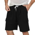thumbnail image 1 of Bcfgryg Men's Summer Fashion Solid Color Breathable Drawstring Loose Shorts Casual Quarter Pants Men's Shorts For Swimming Black L, 1 of 5