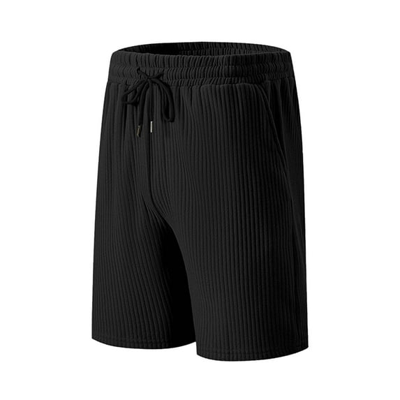 Bcfgryg Men's Summer Line Jacquard Casual Sports Loose Trend Beach Shorts Khaki Shorts Men Black L