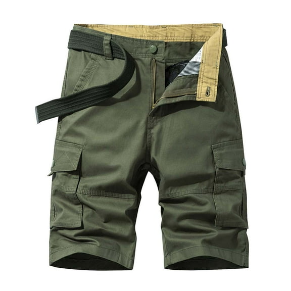 Bcfgryg Men's Summer Loose Casual Solid Color Cargo Shorts Cargo Shorts Men Green 32