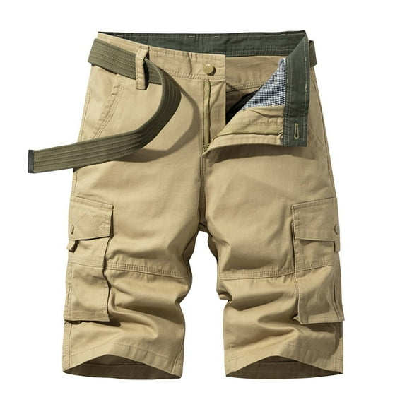 Bcfgryg Men's Summer Loose Casual Solid Color Cargo Shorts Cargo Shorts Men Khaki 29