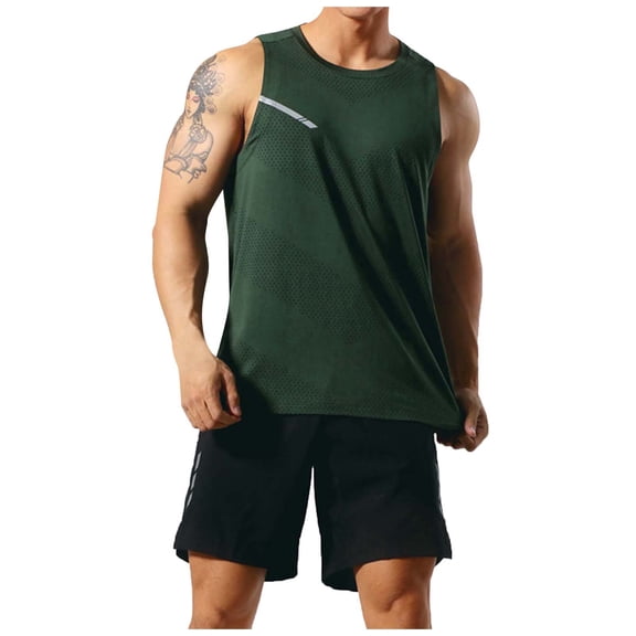 Bcfgryg Men's Summer Outdoor Sports Fitness Running Breathable Loose Sleeveless Crew Neck Vest Men's Vest