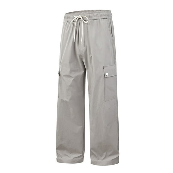 Bcfgryg Men's Summer Pocket Pleated Functional Paratrooper Ice Silk Charge Sport Wide Leg Work Pants Men’s Workwear Pants