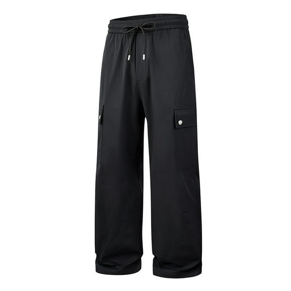 Bcfgryg Men's Summer Pocket Pleated Functional Paratrooper Ice Silk Charge Sport Wide Leg Work Pants Men’s Workwear Pants